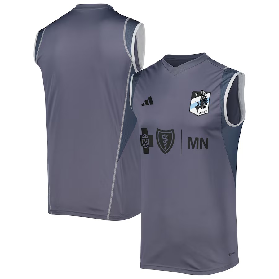 Men's Minnesota United FC adidas Gray 2023 On-Field Sleeveless Training Jersey - Jersey