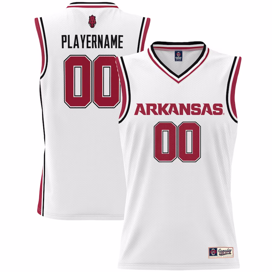 Arkansas Razorbacks Unisex NIL Pick-A-Player Lightweight Men's Basketball Jersey - White - Jersey