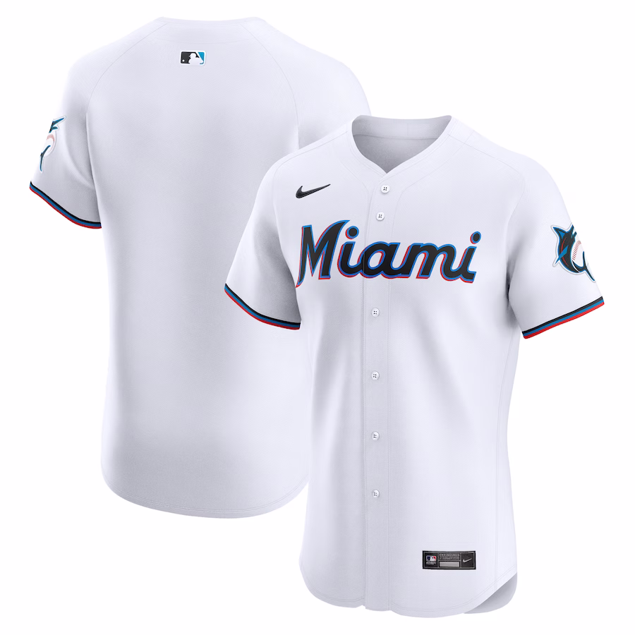 Men's Miami Marlins Nike White Home Elite Jersey - Jersey