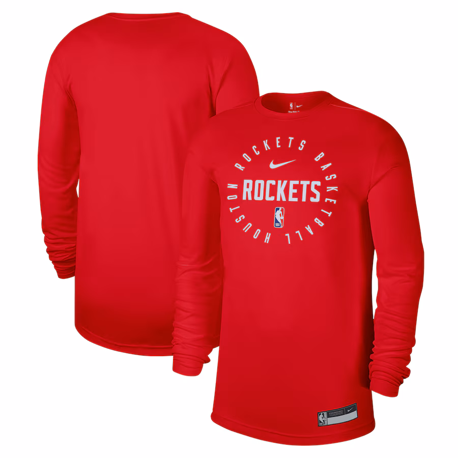 Men's Houston Rockets Nike Red 2024/25 Legend On-Court Practice Long Sleeve T-Shirt - Jersey