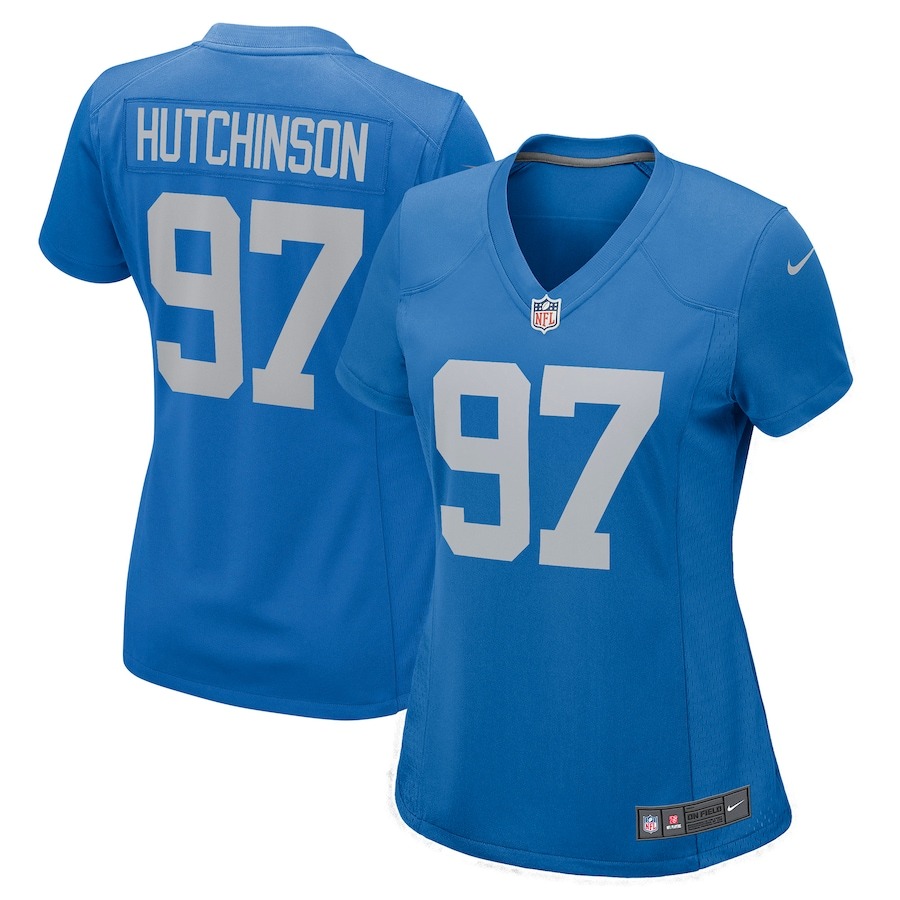 Women's Detroit Lions Aidan Hutchinson Nike Blue Player Jersey - Jersey