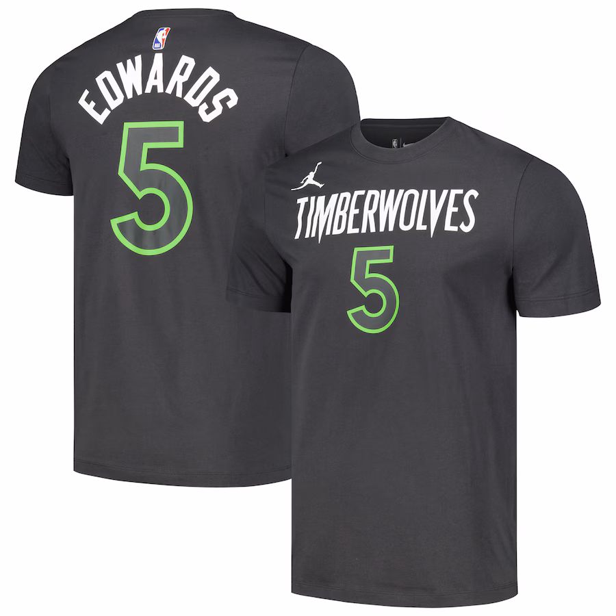 Men's Minnesota Timberwolves Anthony Edwards Jordan Brand Charcoal 2022/23 Statement Edition Name & Number T-Shirt - Jersey