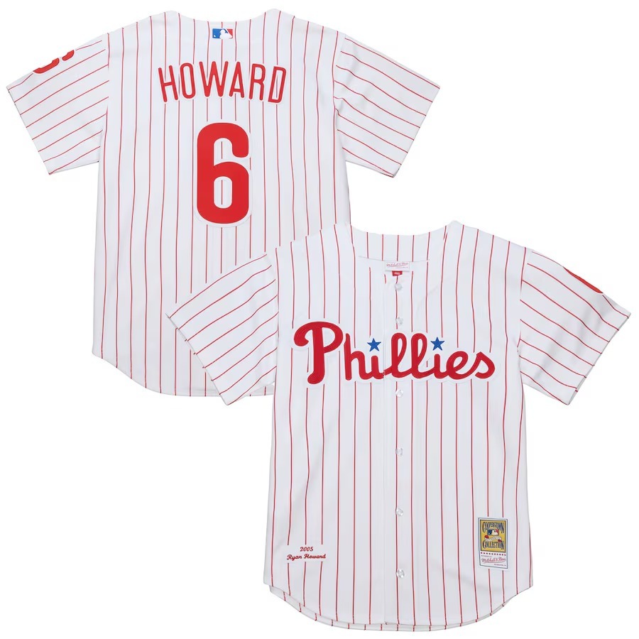 Men's Philadelphia Phillies Ryan Howard Mitchell & Ness White Cooperstown Collection Authentic Jersey - Jersey