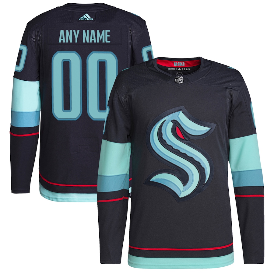 Men's Seattle Kraken adidas Navy Home Primegreen Authentic Custom Jersey - Jersey
