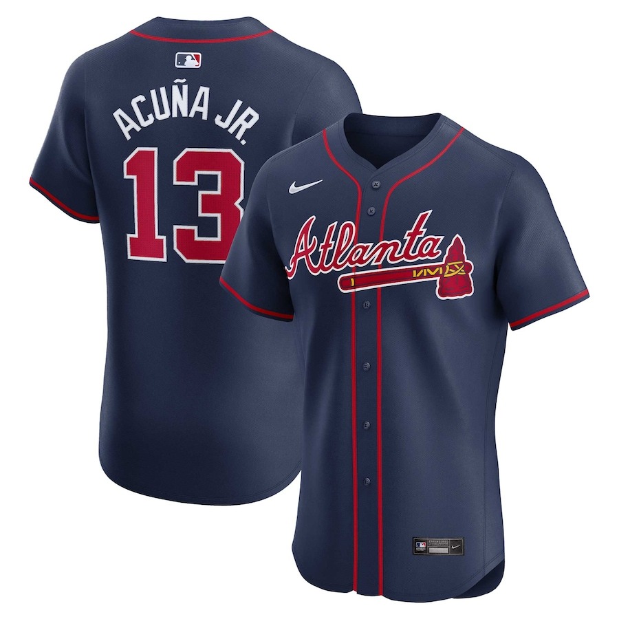Men's Atlanta Braves Ronald Acuña Jr. Nike Navy Alternate Elite Player Jersey - Jersey