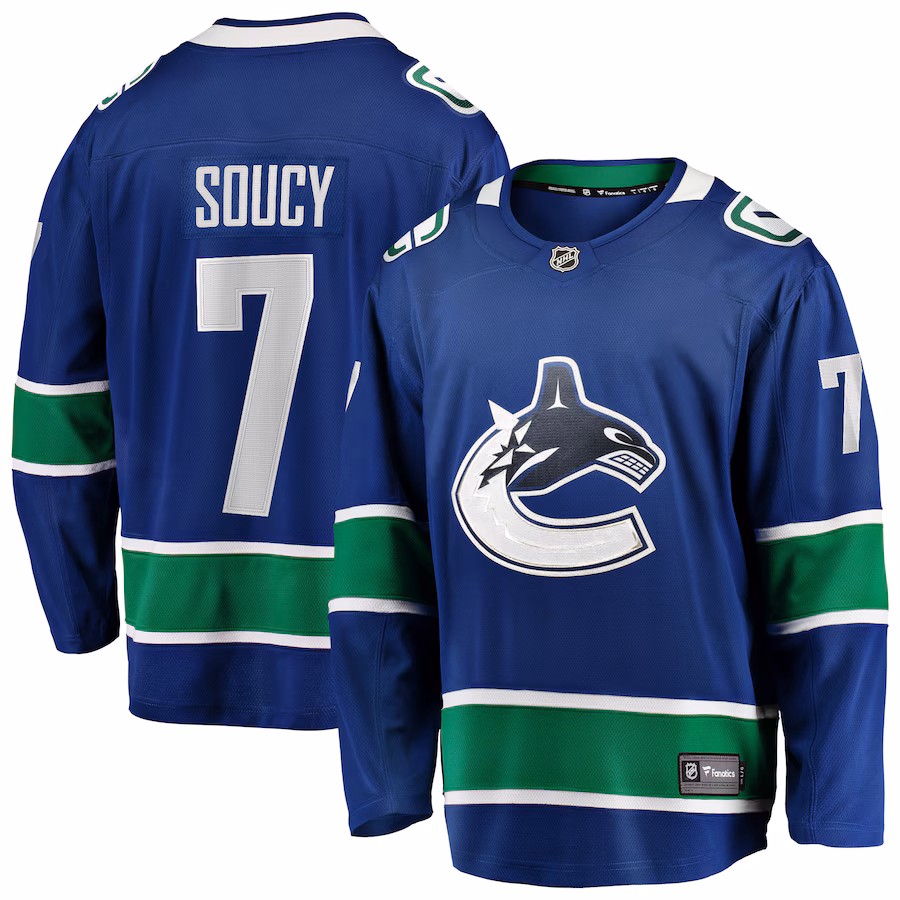 Men's Vancouver Canucks Carson Soucy Fanatics Blue Home Premier Breakaway Player Jersey - Jersey