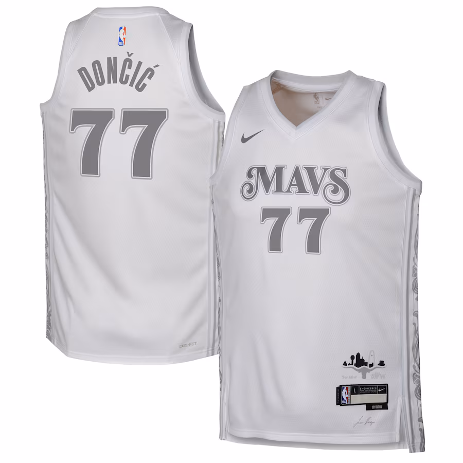 Youth Dallas Mavericks Luka Dončić Nike White 2024/25 Swingman Player Jersey - City Edition - Jersey