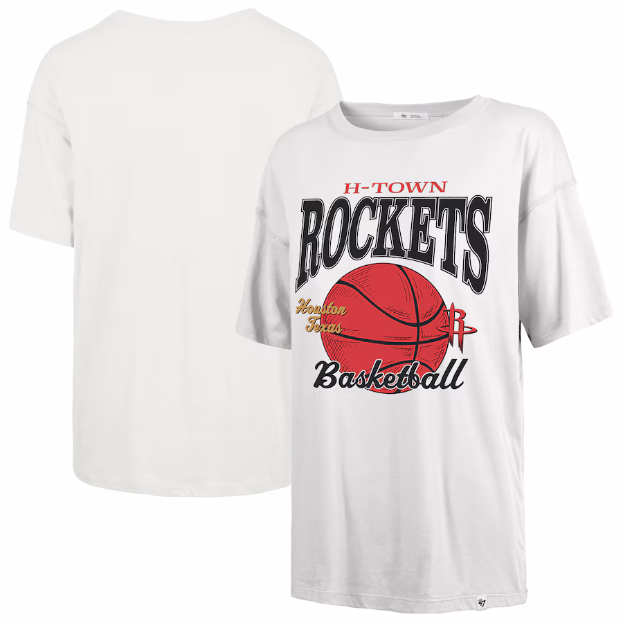 Women's Houston Rockets  '47 White City Edition Down Court Sadie T-Shirt - Jersey