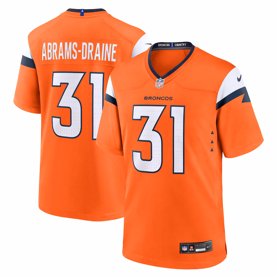 Men's Denver Broncos Kris Abrams-Draine Nike Orange Team Game Jersey - Jersey