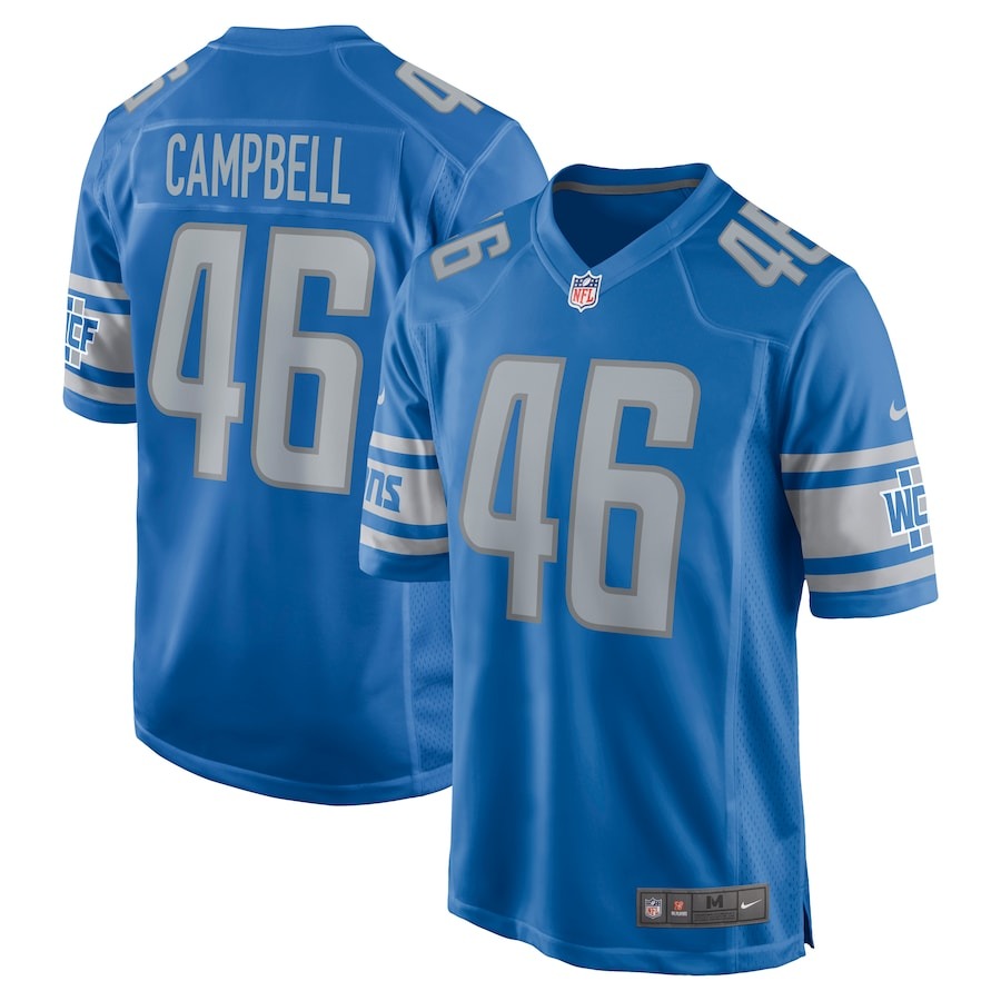 Men's Detroit Lions Jack Campbell Nike Blue 2023 NFL Draft First Round Pick Game Jersey - Jersey