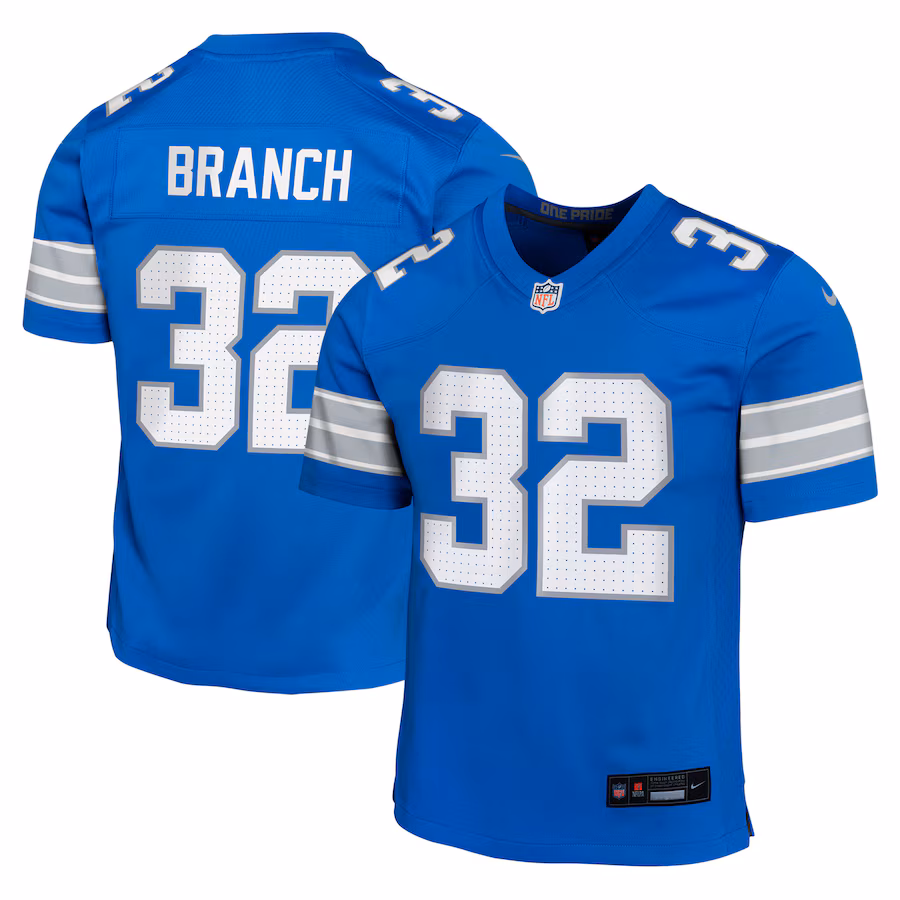 Youth Detroit Lions Brian Branch Nike Blue Team Player Game Jersey - Jersey