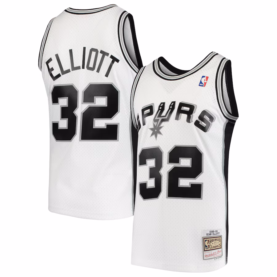 Men's San Antonio Spurs Sean Elliott Mitchell & Ness White 1998/99 Hardwood Classics Swingman Jersey - Jersey