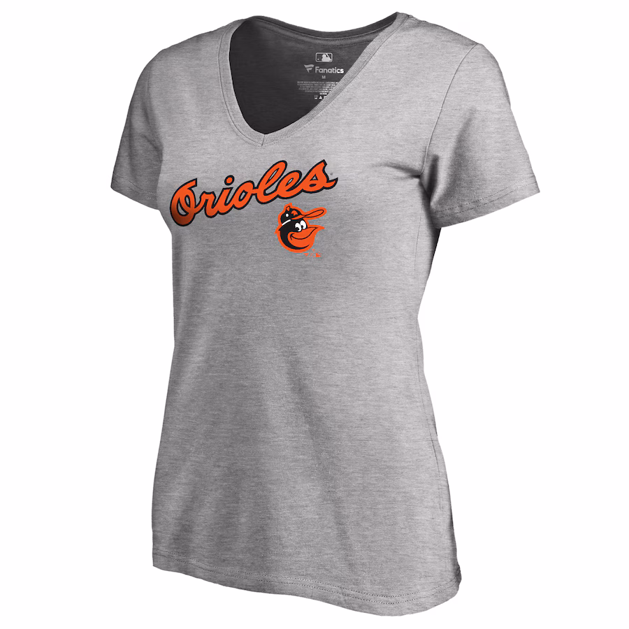 Women's Baltimore Orioles Ash Cooperstown Collection Wahconah V-Neck T-Shirt - Jersey