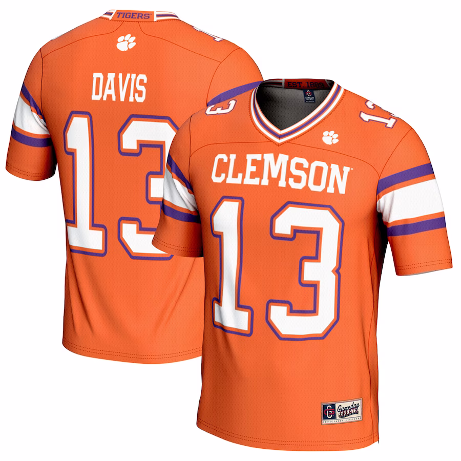 Tyler Davis Clemson Tigers GameDay Greats Youth NIL Player Football Jersey - Orange - Jersey