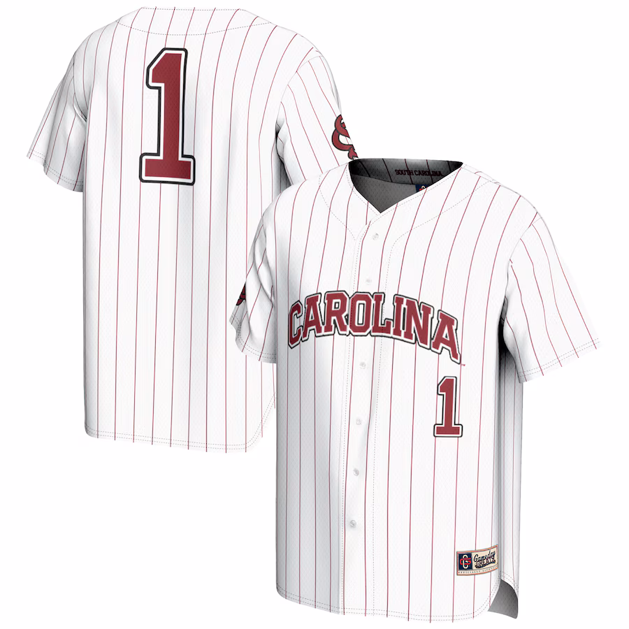 Men's GameDay Greats #1 White South Carolina Gamecocks Lightweight Baseball Fashion Jersey - Jersey