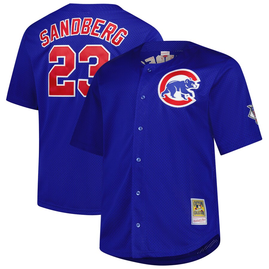 Men's Chicago Cubs Ryne Sandberg Profile Royal Big & Tall Cooperstown Collection Baseball Jersey - Jersey