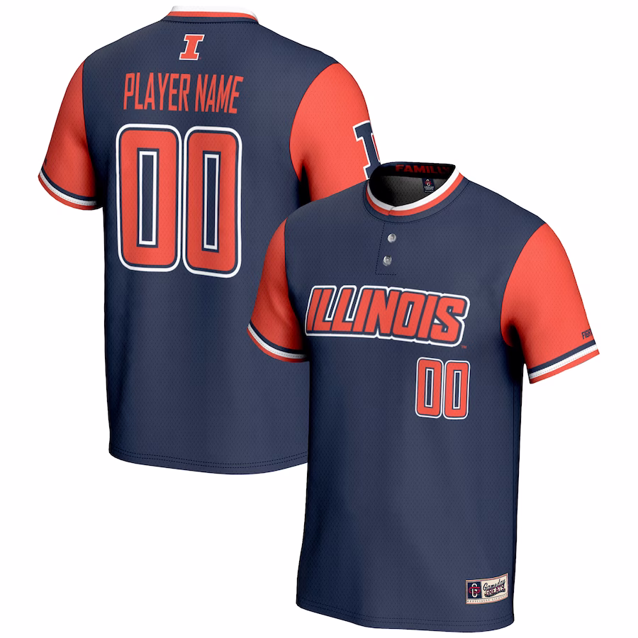 Illinois Fighting Illini GameDay Greats Unisex  NIL Pick-A-Player Lightweight Softball Jersey - Navy - Jersey