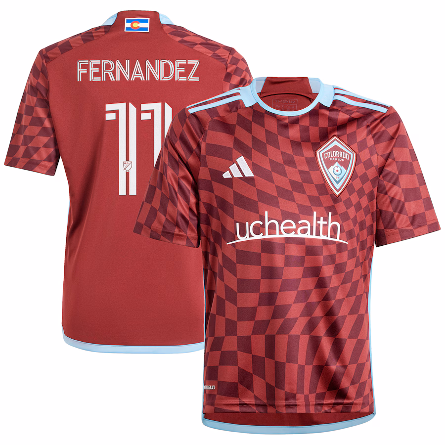 Youth Colorado Rapids Omir Fernandez adidas Burgundy 2024 One Flag Kit Replica Player Jersey - Jersey