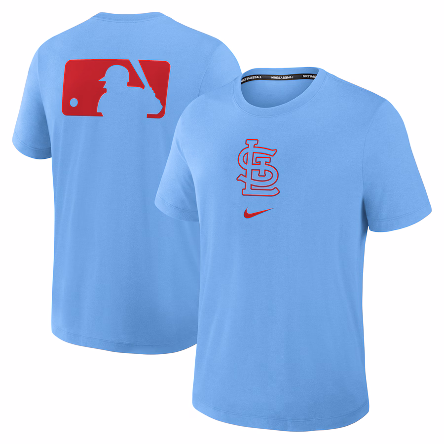 Men's St. Louis Cardinals Nike Light Blue Authentic Collection Early Work Tri-Blend Performance T-Shirt - Jersey