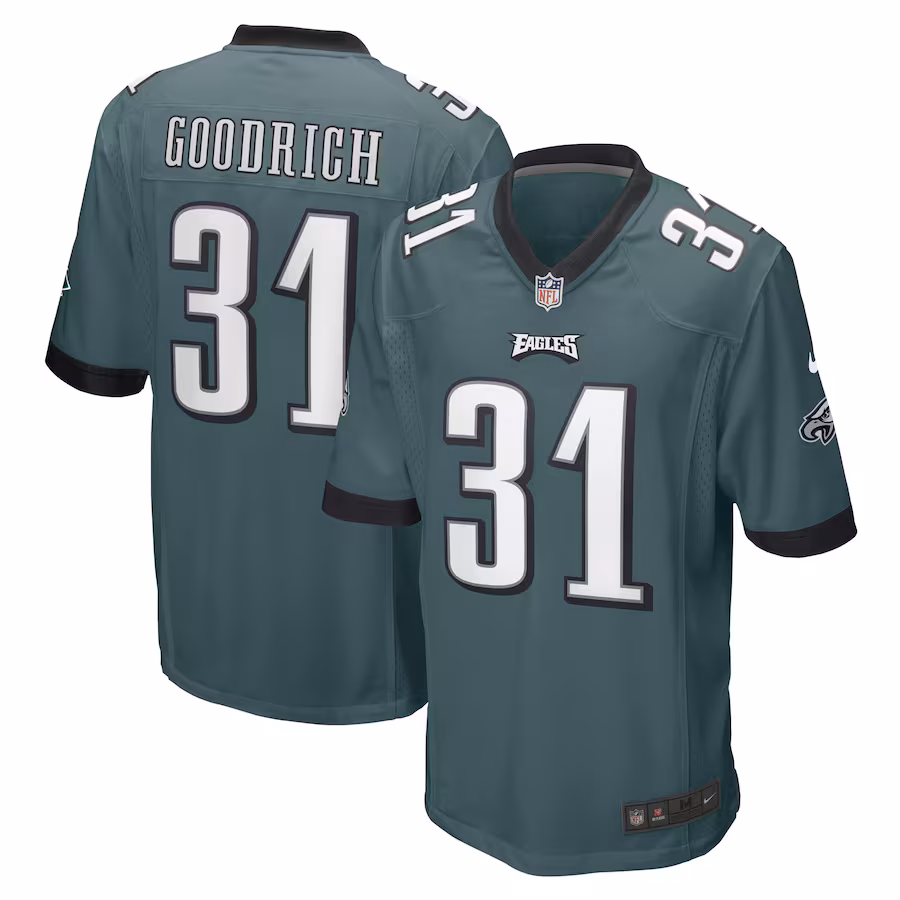Men's Philadelphia Eagles Mario Goodrich Nike Midnight Green Game Player Jersey - Jersey