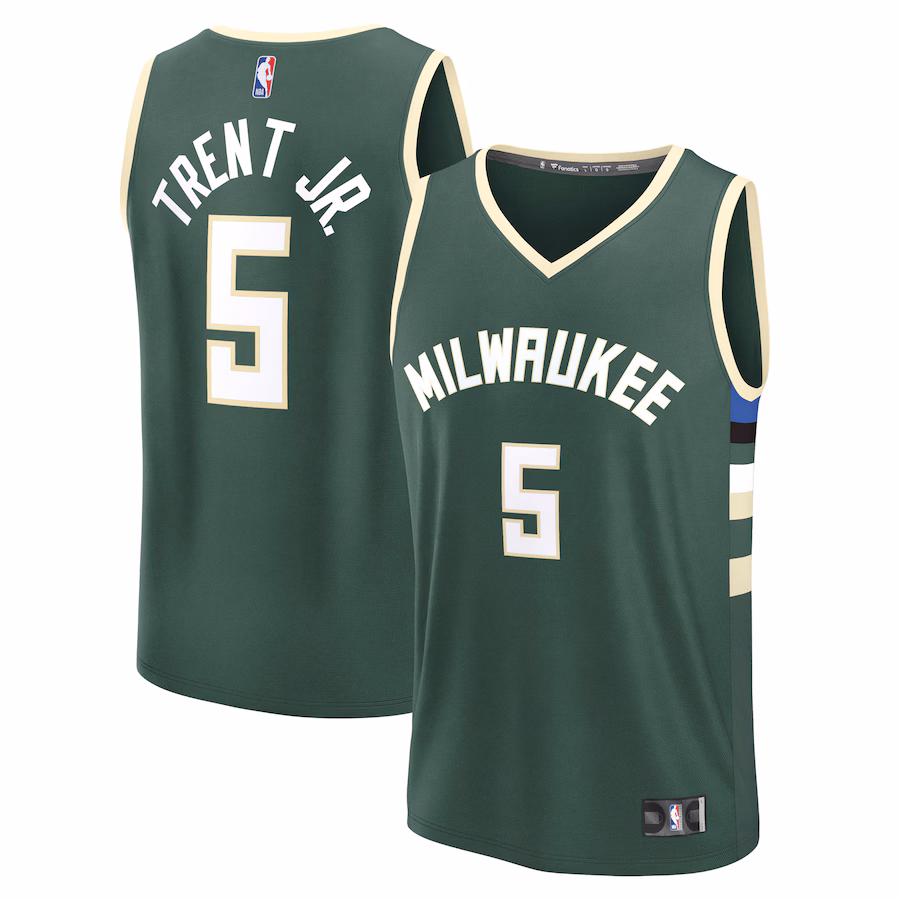 Men's Milwaukee Bucks Gary Trent Jr. Fanatics Hunter Green Fast Break Replica Player Jersey - Icon Edition - Jersey