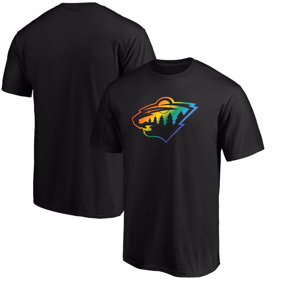 Men's Minnesota Wild Black Team Pride Logo T-Shirt - Jersey