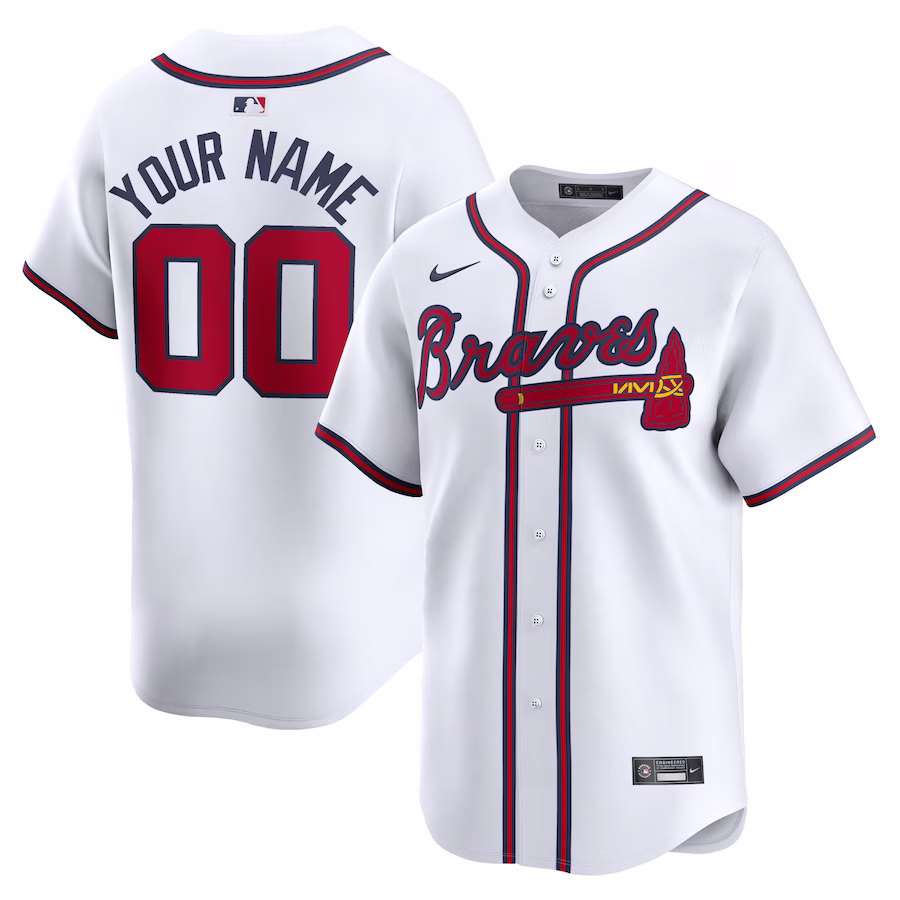 Men's Atlanta Braves Nike White Home Limited Custom Jersey - Jersey