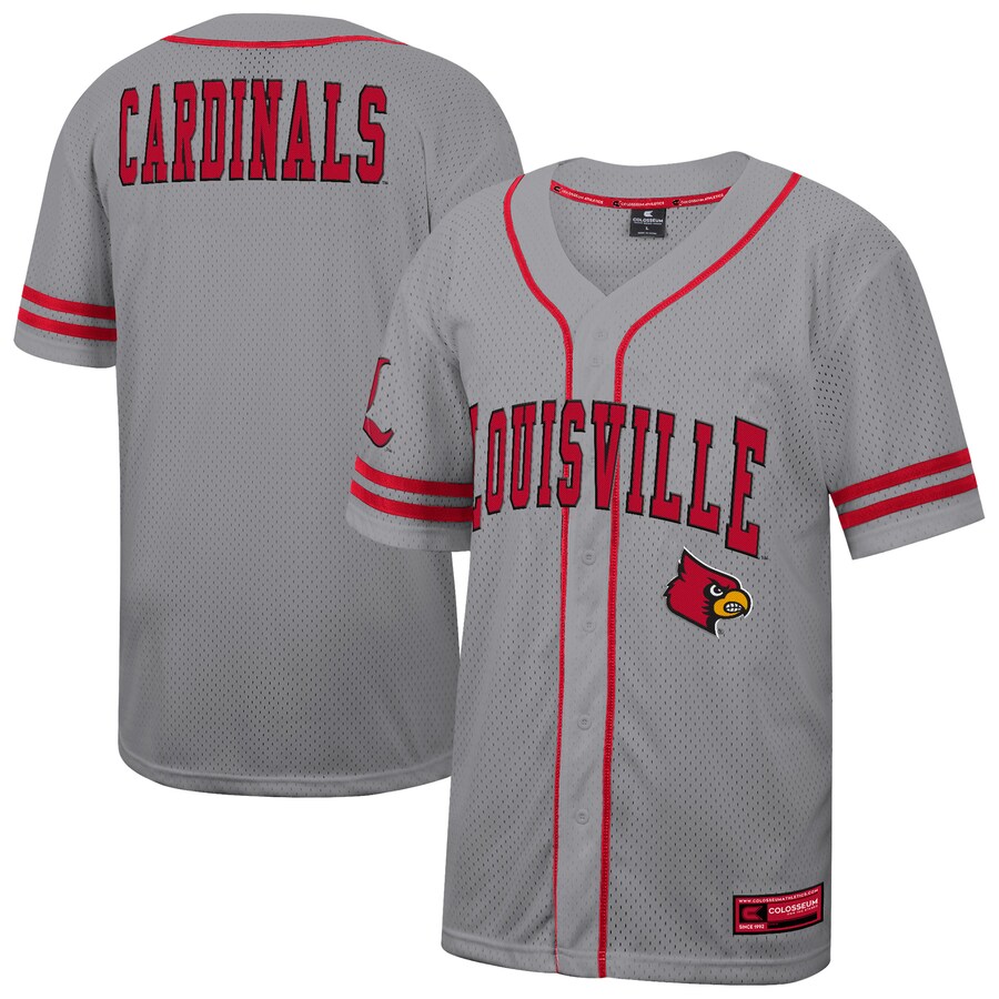 Men's Colosseum Gray Louisville Cardinals Free Spirited Baseball Jersey - Jersey