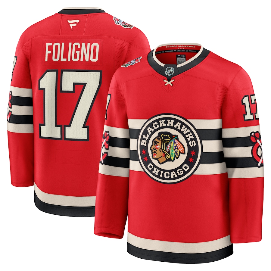 Men's Chicago Blackhawks Nick Foligno Fanatics Red 2025 NHL Winter Classic Premium Player Jersey - Jersey