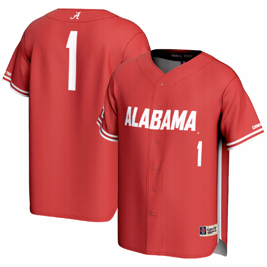 #1 Alabama Crimson Tide GameDay Greats Youth Lightweight Baseball Fashion Jersey - Crimson - Jersey