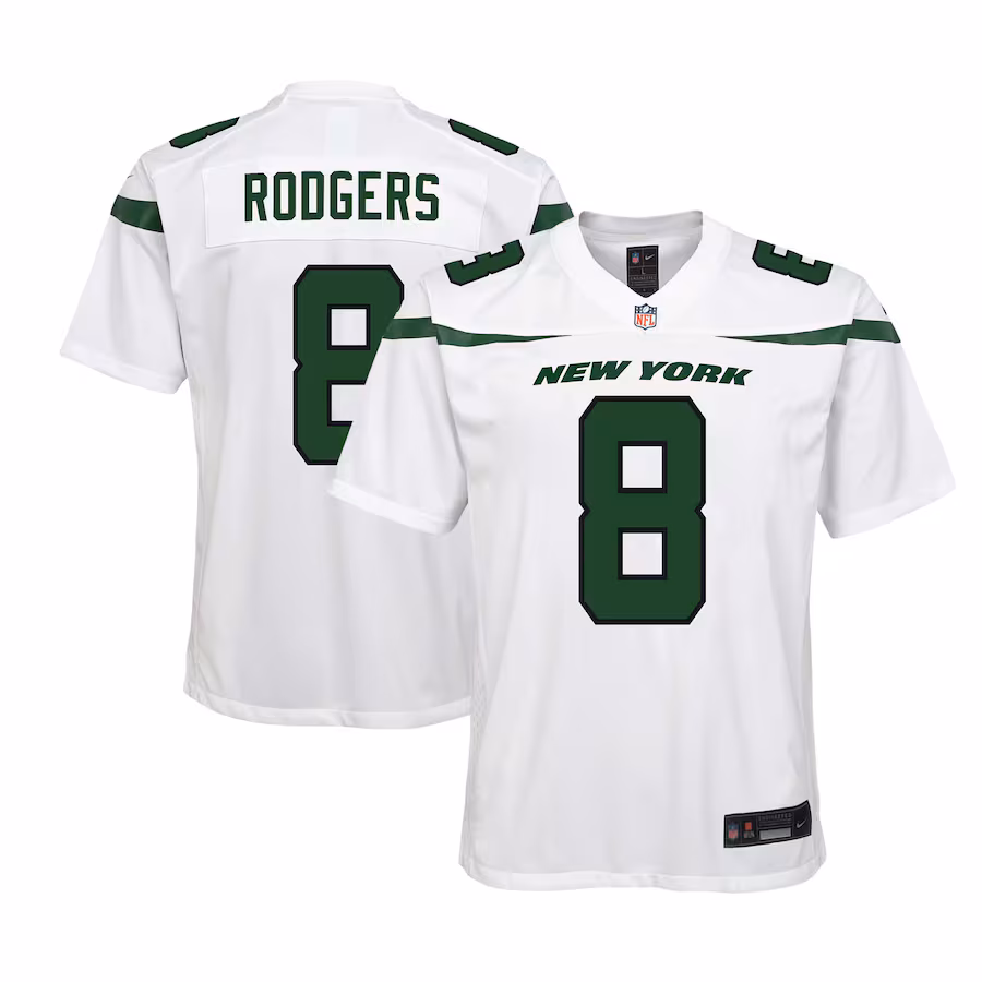 Youth New York Jets Aaron Rodgers Nike White Game Jersey - Jersey