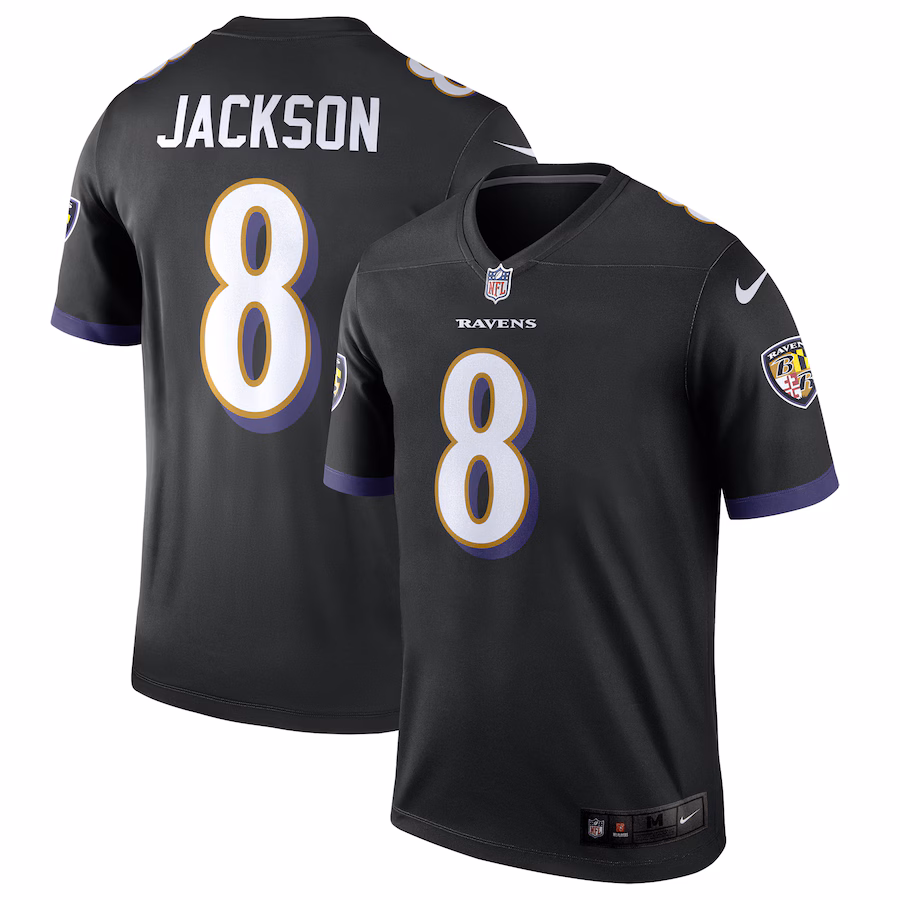 Men's Baltimore Ravens Lamar Jackson Nike Black Alternate Legend Player Performance Top - Jersey
