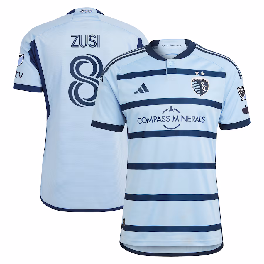Men's Sporting Kansas City Graham Zusi adidas Light Blue 2023 Hoops 4.0 Authentic Player Jersey - Jersey