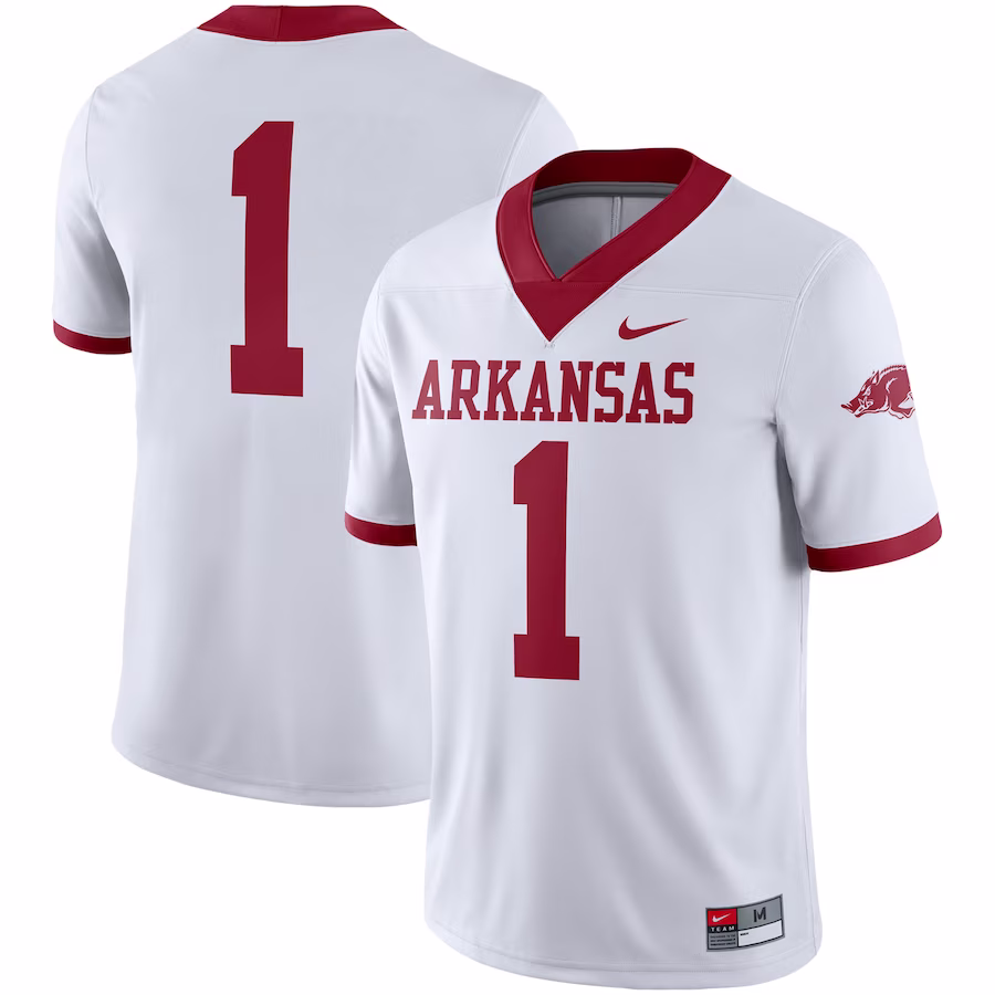 #1 Arkansas Razorbacks Nike Alternate Game Jersey - White - Jersey