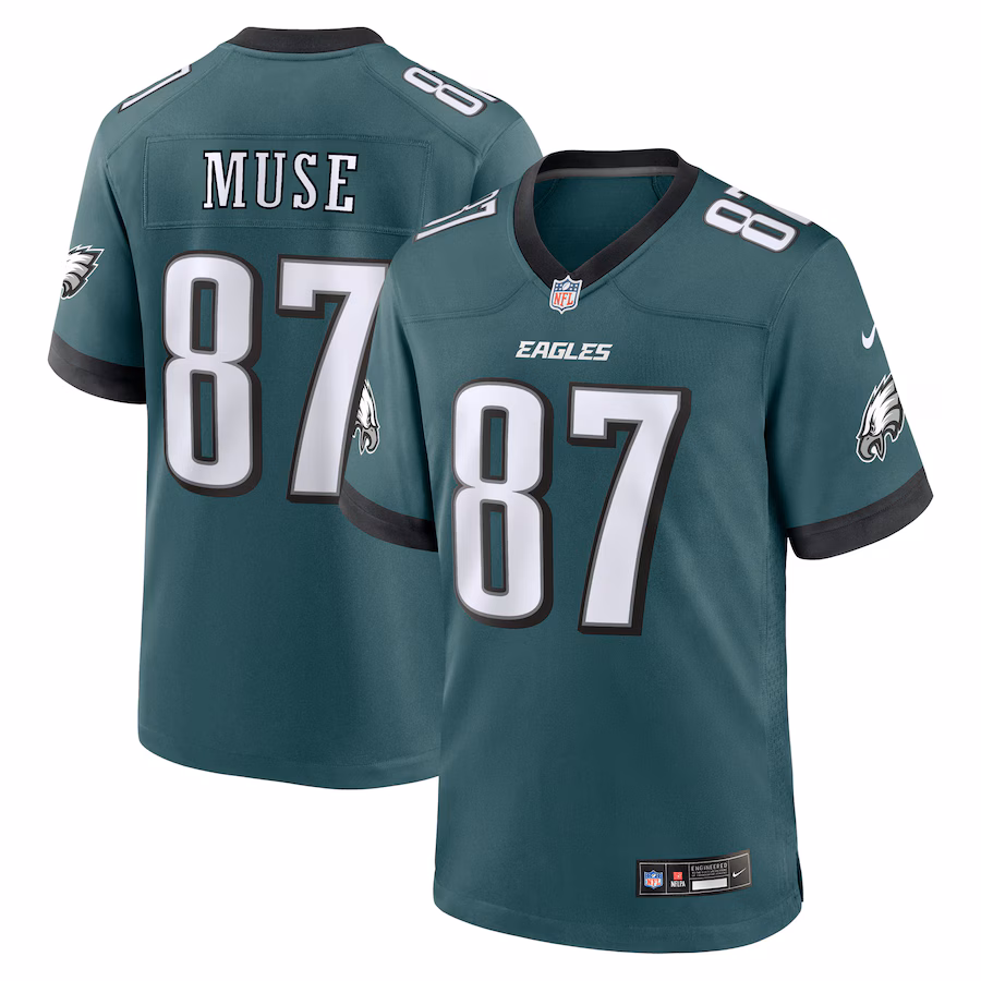 Men's Philadelphia Eagles Nick Muse Nike Midnight Green Team Game Jersey - Jersey