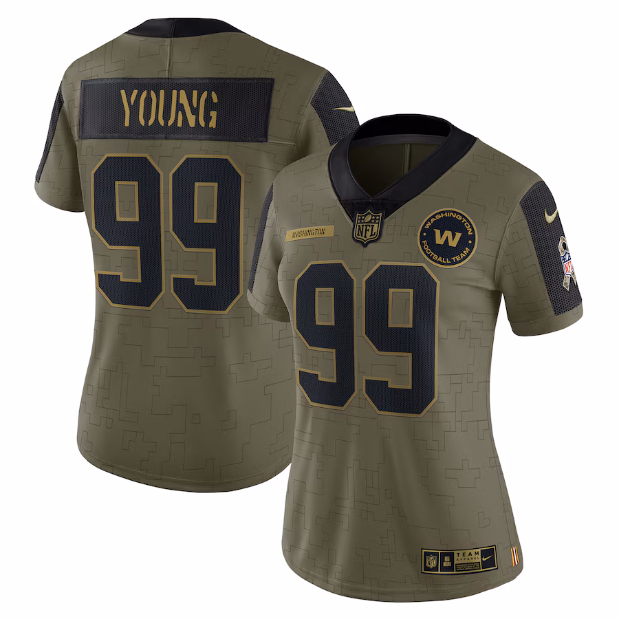 Women's Washington Football Team Chase Young Nike Olive 2021 Salute To Service Limited Player Jersey - Jersey
