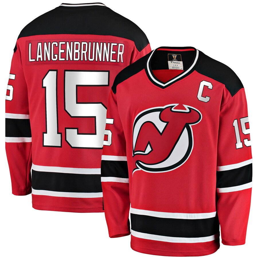 Men's New Jersey Devils Jamie Langenbrunner Fanatics Branded Red Premier Breakaway Retired Player Jersey - Jersey
