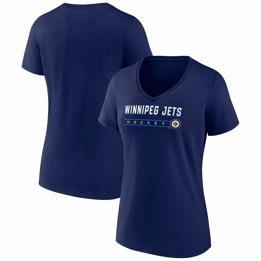 Women's Winnipeg Jets Fanatics Navy V-Neck T-Shirt - Jersey