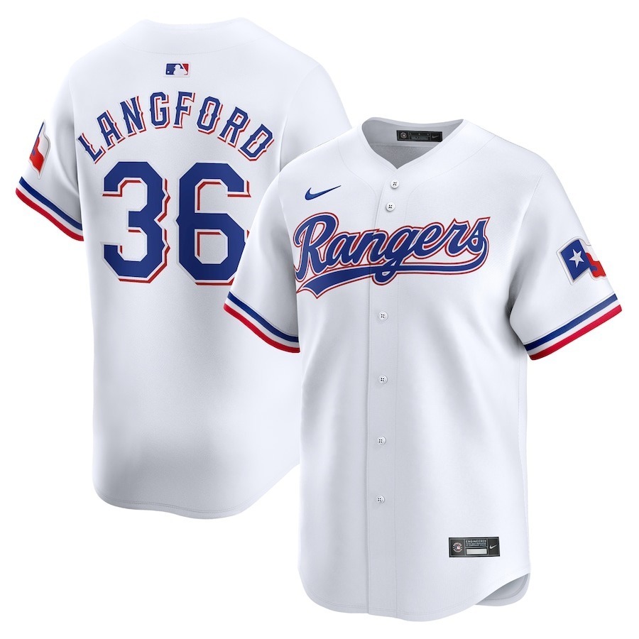 Men's Texas Rangers Wyatt Langford Nike White Home Limited Player Jersey - Jersey