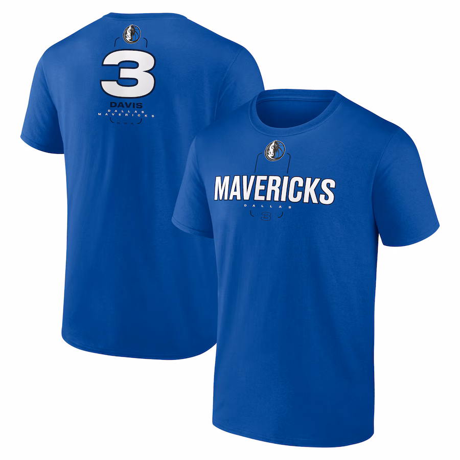 Men's Dallas Mavericks Anthony Davis Royal Behind The Back Name & Number T-Shirt - Jersey