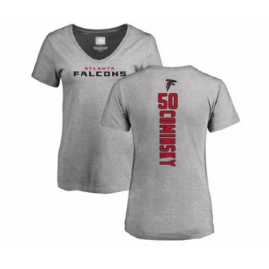 Football Women's Atlanta Falcons #50 John Cominsky Ash Backer T-Shirt - Jersey