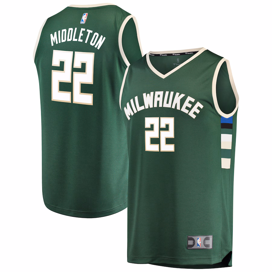 Men's Milwaukee Bucks Khris Middleton Fanatics Green Fast Break Road Replica Player Jersey - Icon Edition - Jersey