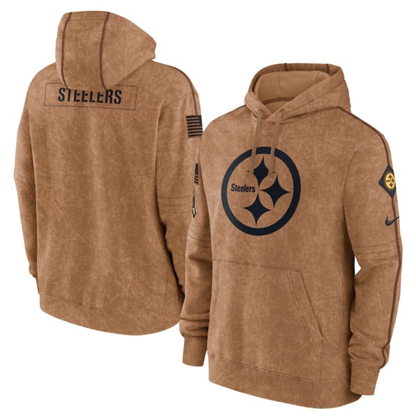 Men's Pittsburgh Steelers 2023 Brown Salute to Service Pullover Hoodie - Jersey