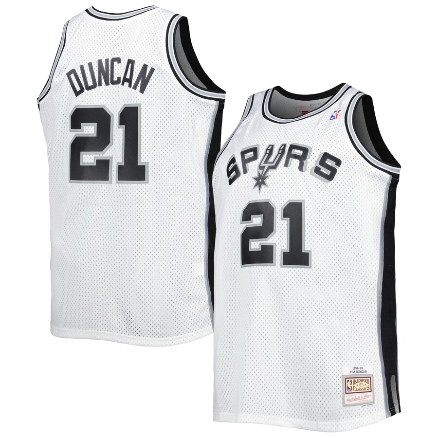 Men's San Antonio Spurs Tim Duncan Mitchell & Ness White Big & Tall Hardwood Classics 1998/99 Swingman Jersey - Jersey