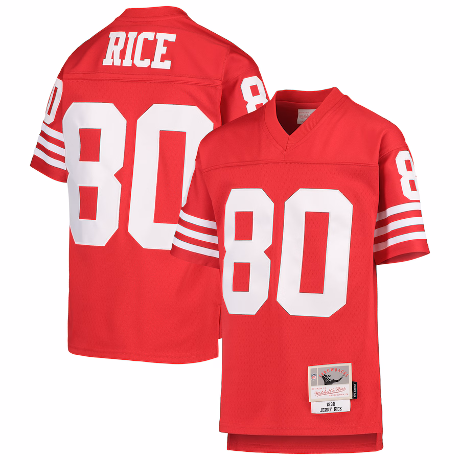 Youth San Francisco 49ers Jerry Rice Mitchell & Ness Scarlet 1990 Legacy Retired Player Jersey - Jersey