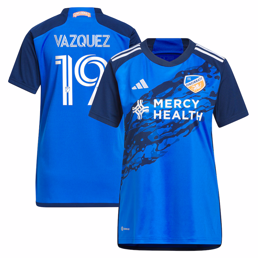 Women's FC Cincinnati Brandon Vazquez adidas Blue 2023 River Kit Replica Jersey - Jersey