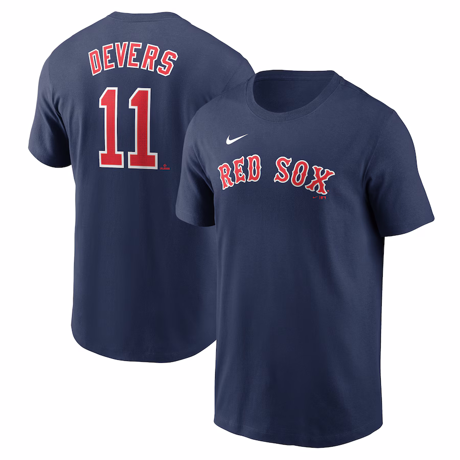 Men's Boston Red Sox Rafael Devers Nike Navy Fuse Name & Number T-Shirt - Jersey