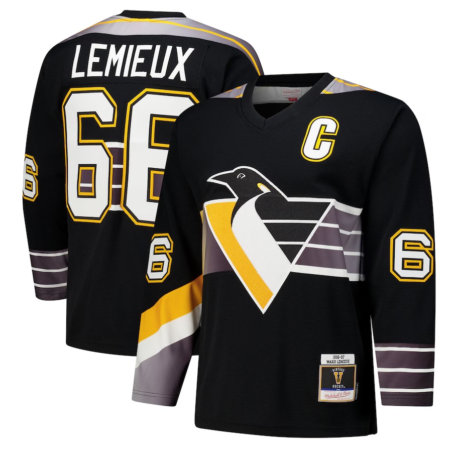 Men's Pittsburgh Penguins Mario Lemieux Black 1996-97 Power Play Jersey - Jersey