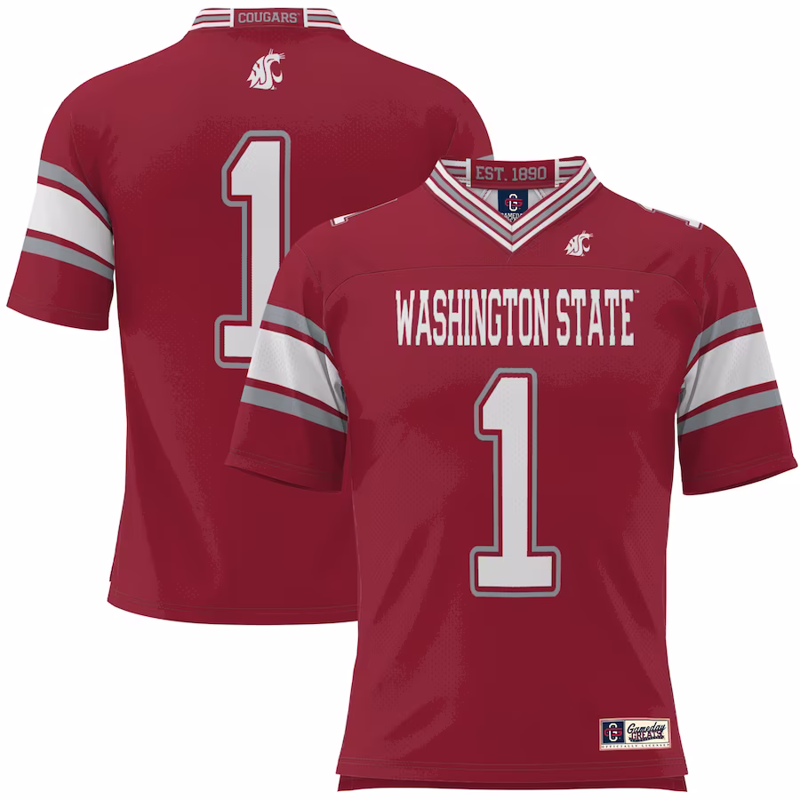 #1 Washington State Cougars GameDay Greats Football Jersey - Crimson - Jersey