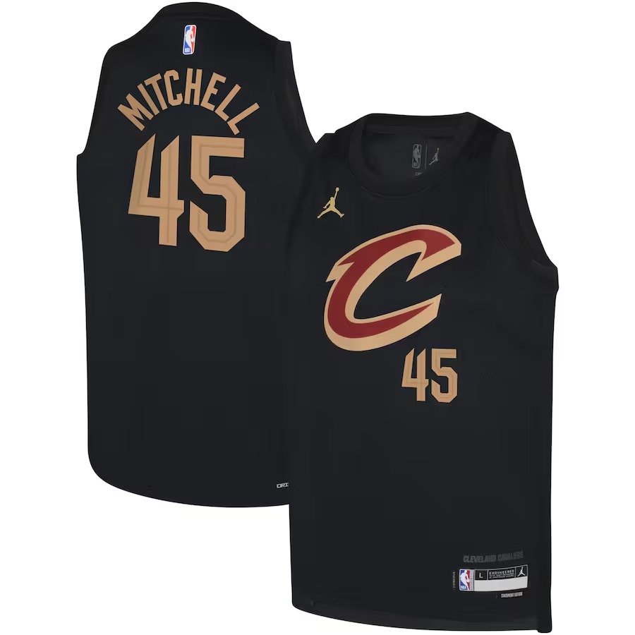 Youth Cleveland Cavaliers Donovan Mitchell Jordan Brand Black Swingman Jersey - Statement - Jersey